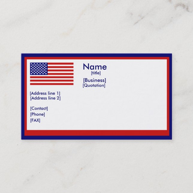 Carte de visite du drapeau américain (Devant)