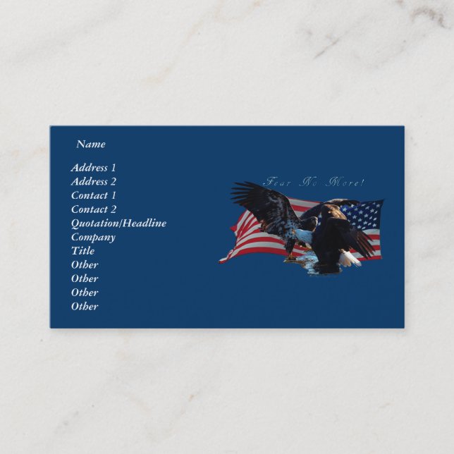 Carte de visite du drapeau américain Bald Eagle (Devant)