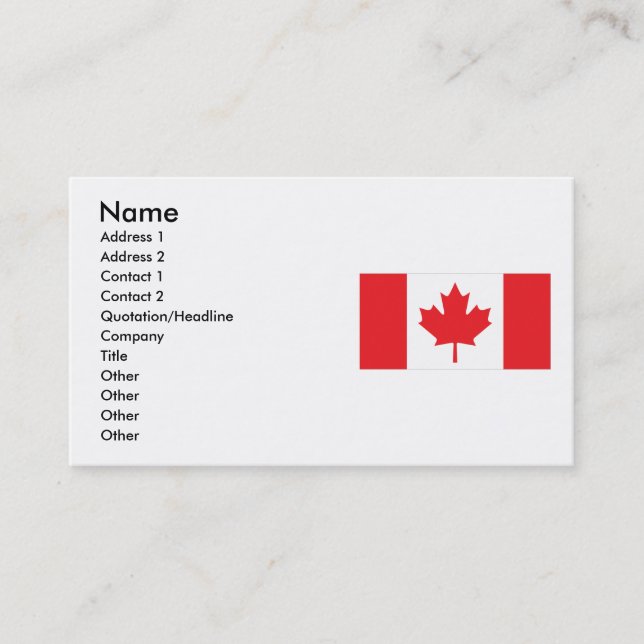 Carte de visite du drapeau du Canada (Devant)
