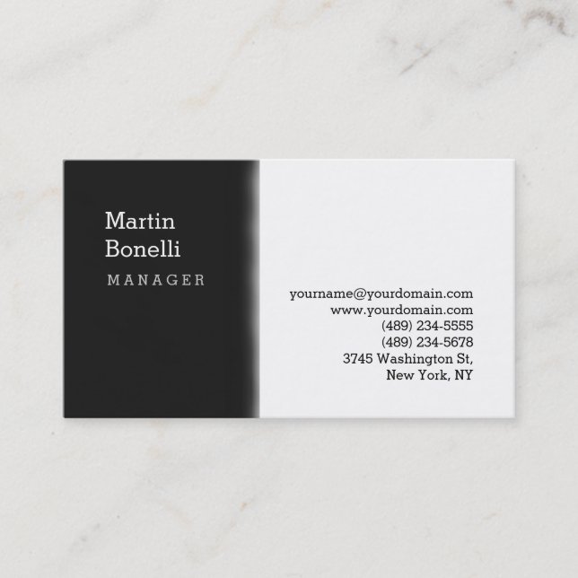 Carte de visite du gestionnaire Black White Grey (Devant)