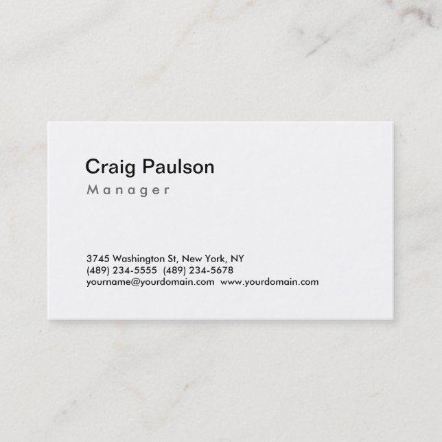 Carte de visite du gestionnaire Black White Manage (Devant)