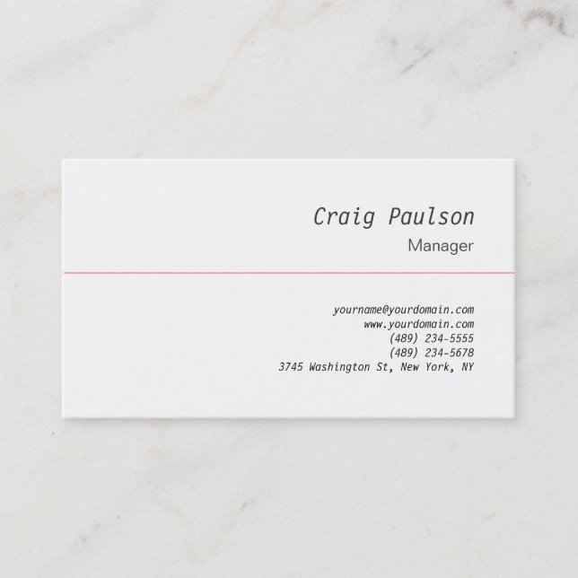 Carte de visite du gestionnaire de tendance Plain  (Devant)