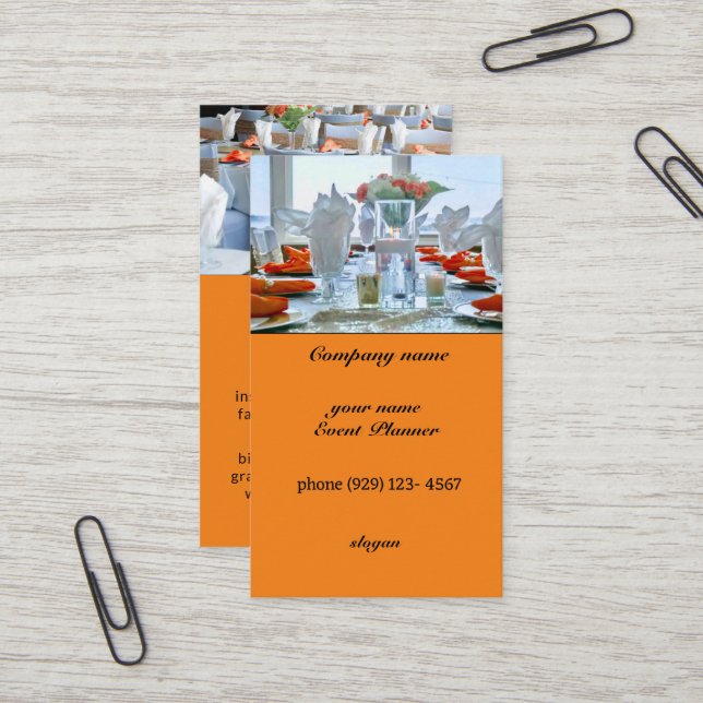 carte de visite du gestionnaire d'événements (Devant/Arrière en situation)