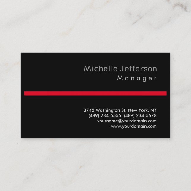Carte de visite du gestionnaire tendance Black Red (Devant)