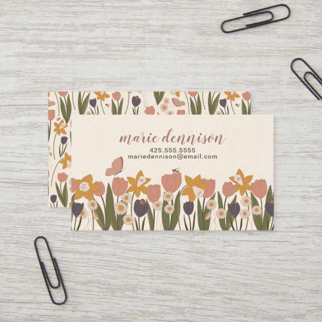 Carte de visite du jardin de printemps (Devant/Arrière en situation)