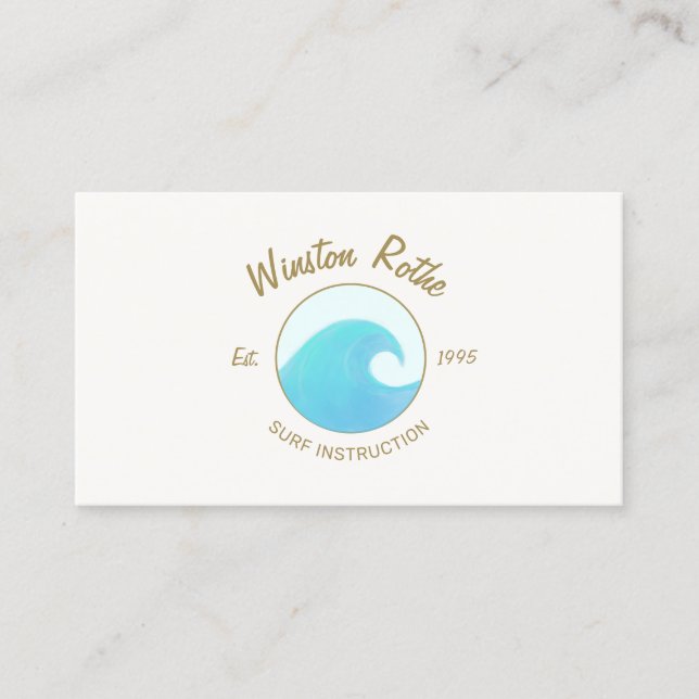Carte de visite du logo Blue Watercolor Ocean Wave (Devant)
