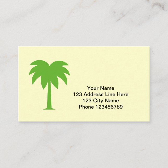 Carte de visite du logo de palmier (Devant)