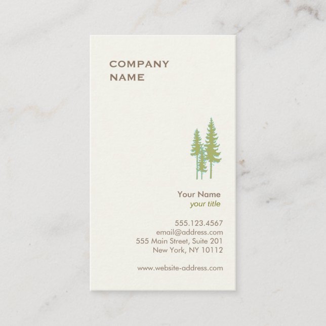 Carte de visite du logo des arbres verts (Devant)