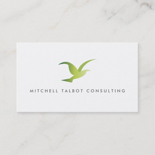 Carte de visite du logo d'oiseau en vol (vert) (Devant)