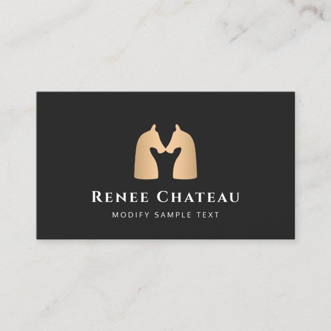 Carte de visite du logo du Cheval d'or moderne (Devant)