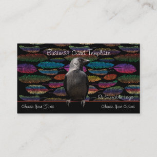Carte de visite du logo plumes et corbeau