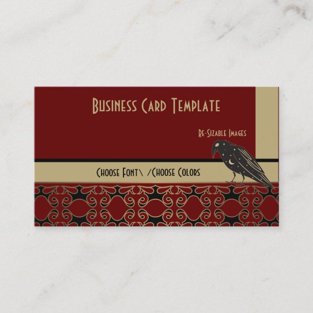 Carte de visite du logo Red Black Bird Raven (Devant)