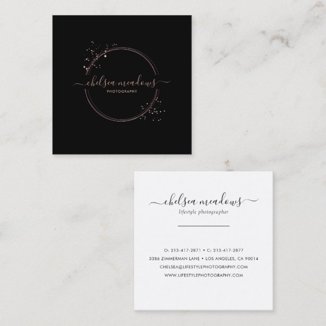 Carte de visite du logo rose Gold Parties scintill (Devant / Derrière)