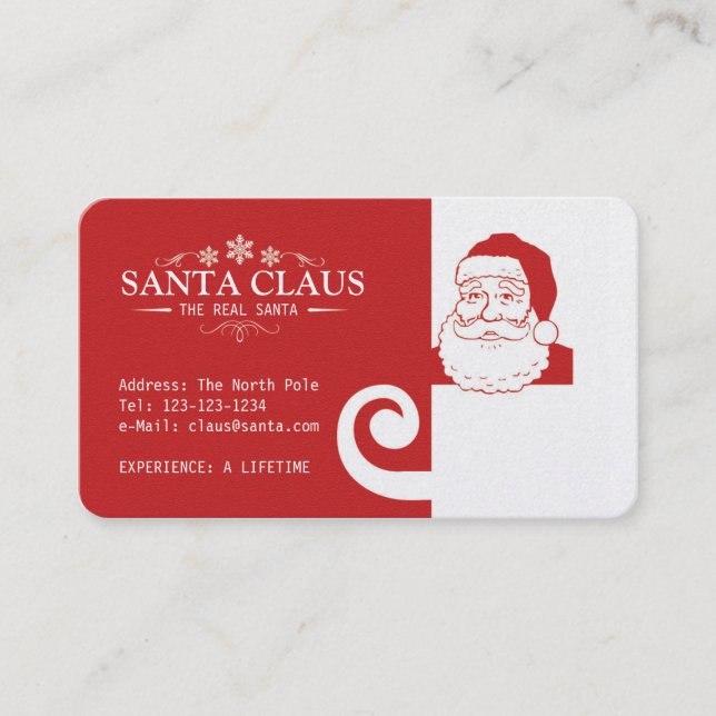 Carte de visite du père noël (Devant)