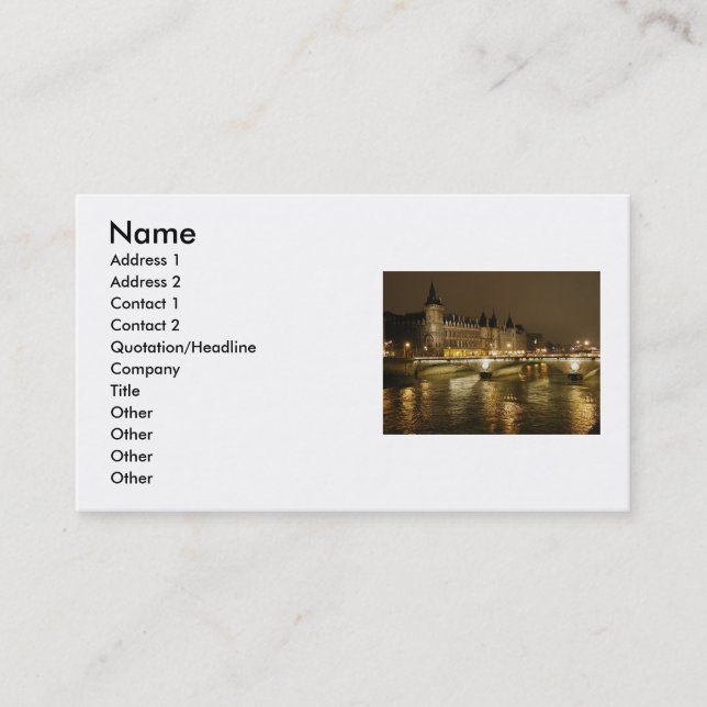 Carte de visite du pont de nuit (Devant)