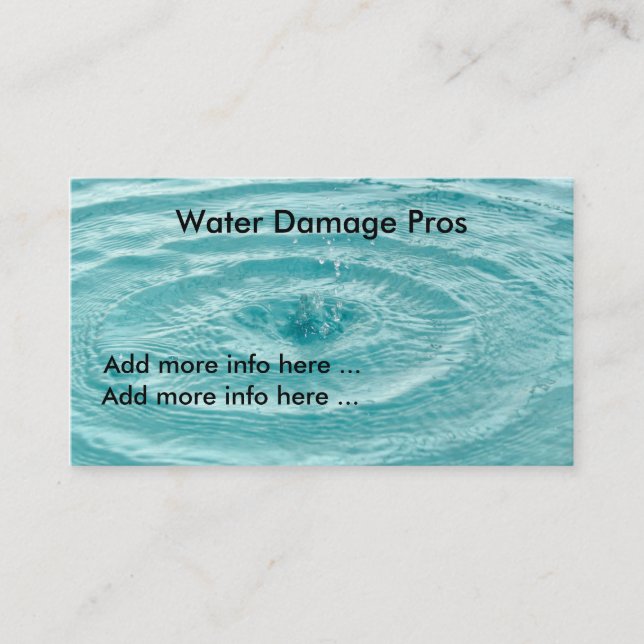 Carte de visite du pour de dommages de l'eau (Devant)