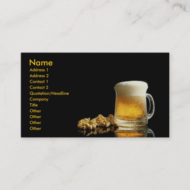 Carte de visite du pub de bière (Devant)