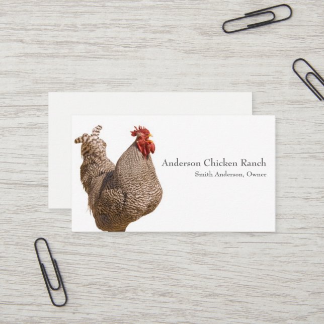 Carte de visite du rancher de poulet (Devant/Arrière en situation)