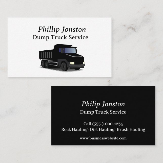 Carte de visite du service de camions vidangeurs (Devant / Derrière)