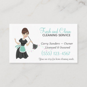 Carte de visite du service de nettoyage de maison 