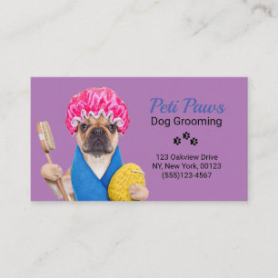 Carte de visite du service de toilettage de chiens