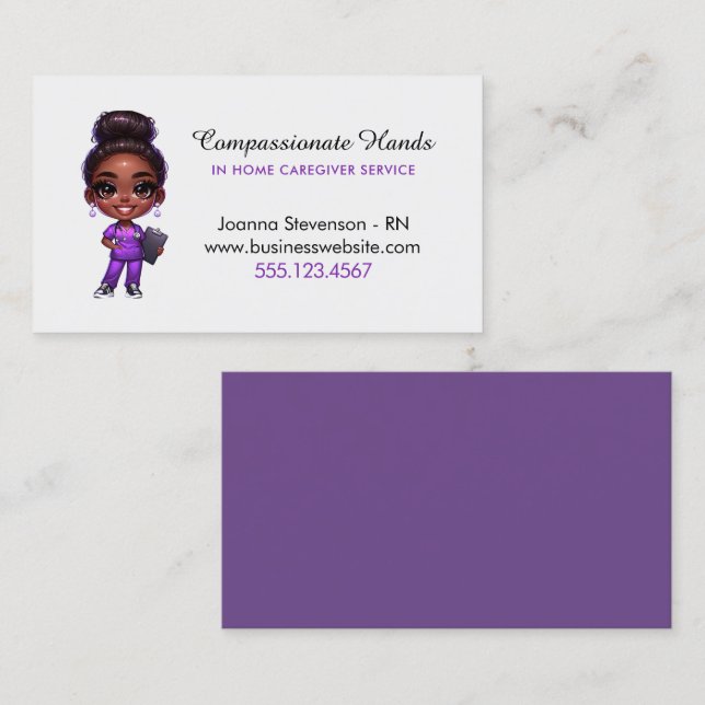 Carte de visite du service des soins infirmiers à  (Devant / Derrière)