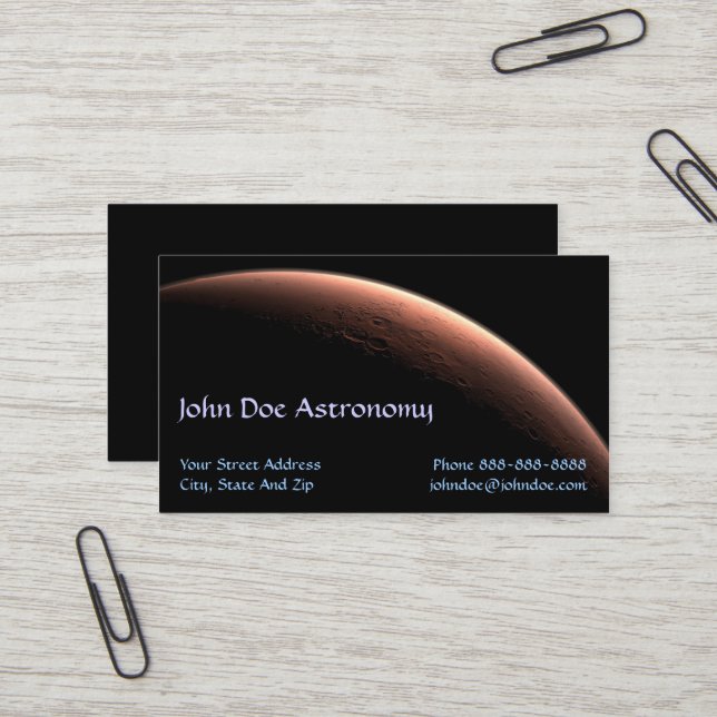 Carte de visite du système solaire astronome (Devant/Arrière en situation)