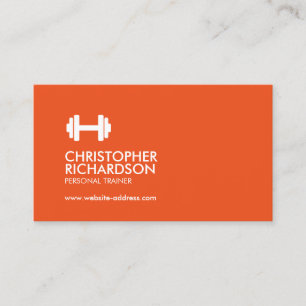 Carte De Visite Dumbbell Logo Fitness Personal Trainer Orange/Grey