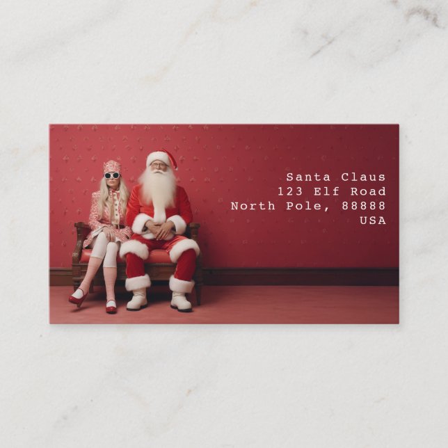 Carte De Visite Duo de Noël fantasque : Père Noël et Mme Claus (Devant)