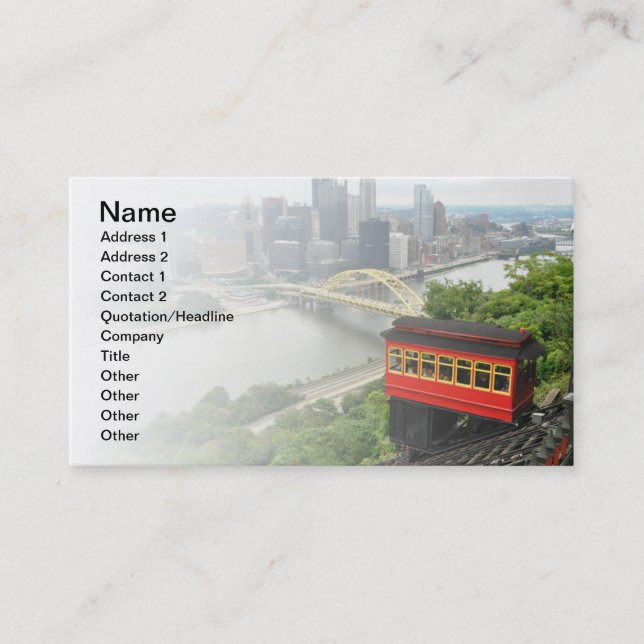 Carte De Visite Duquesne Incline à Pittsburgh, Pennsylvanie (Devant)