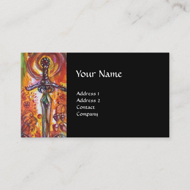 Carte De Visite DURENDAL, ÉPÉE ROMANTIQUE ET ANGE noir (Devant)