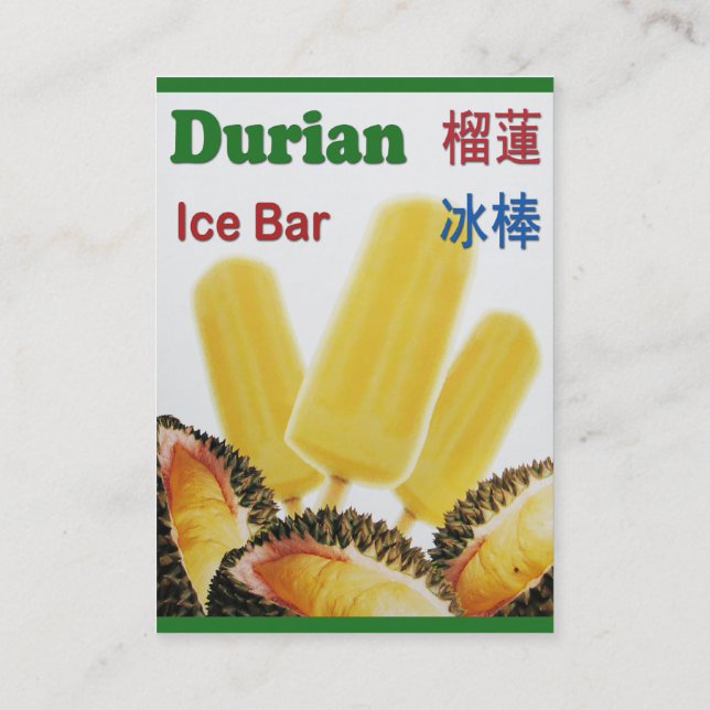 Carte De Visite Durian Ice Bar Tropical Fruit Popsicle (Dos)