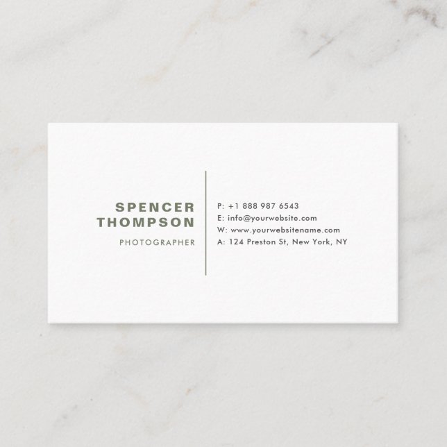 Carte De Visite Dusk Green Modern Sans Serif Typographie Minimalis (Devant)
