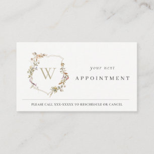 Carte De Visite Dusky rose Fleur sauvage Monogram Crest Nomination