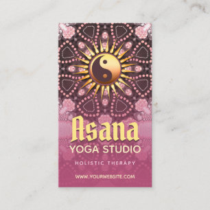 Carte De Visite Dusky Rose & Or Yin Yang Holistic Asana Yoga