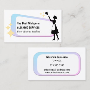 Carte De Visite Dusting Maid Professionnel Accueil Nettoyage comme
