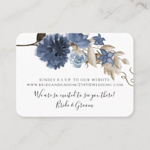 Carte De Visite Dusty Blue Navy Floral Elegant GreenerMariage