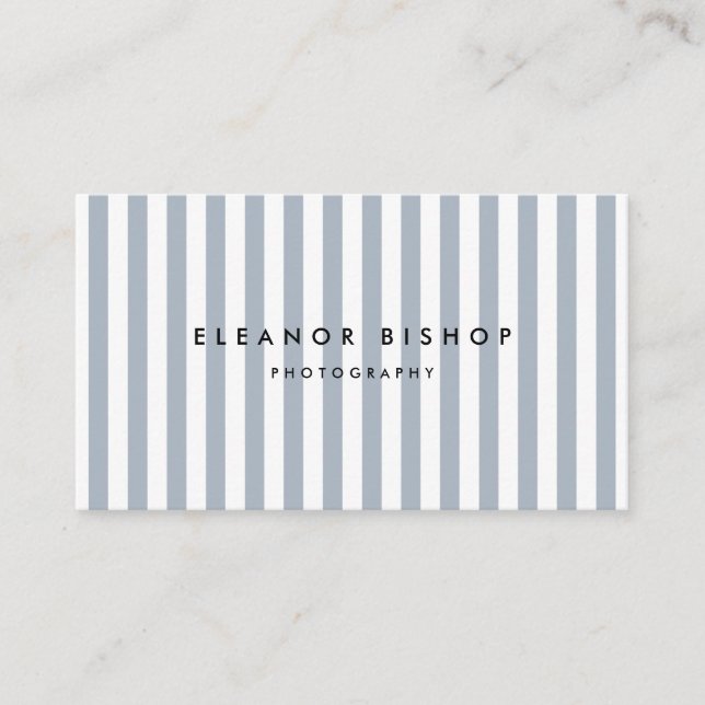 Carte De Visite Dusty Blue Pinstripes Motif moderne (Devant)