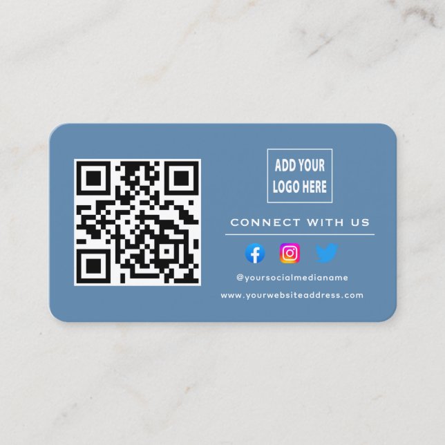 Carte De Visite Dusty Blue Suivre Analyser Pour Se Connecter Avec  (Devant)