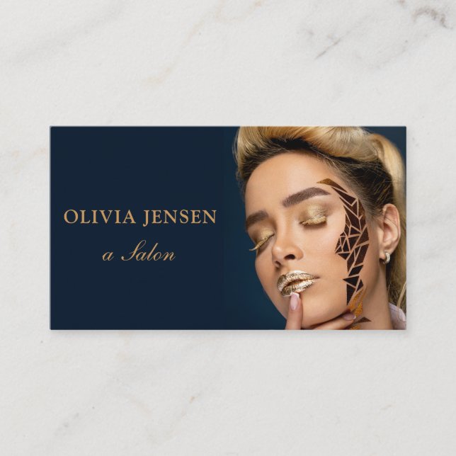 Carte De Visite Dusty Blue Votre Photo Showcase Hair Stylist (Devant)