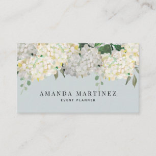 Carte De Visite Dusty Blue & White Hydrangea