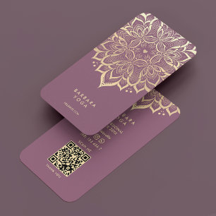 Carte De Visite Dusty Pink Therapist Mandala Yoga Elegant