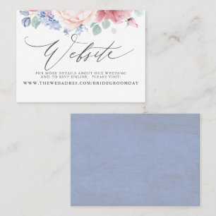 Carte De Visite Dusty Rose Dusty Blue Floral Mariage Website Card