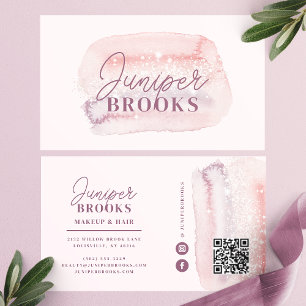 Carte De Visite Dusty Rose Lavender Social Media QR Code Parties s