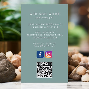Carte De Visite Dusty Teal Réseaux Sociaux Instagram Facebook Code