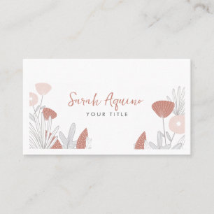 Carte De Visite Dusty Terracotta rose Fleurs Whimsical