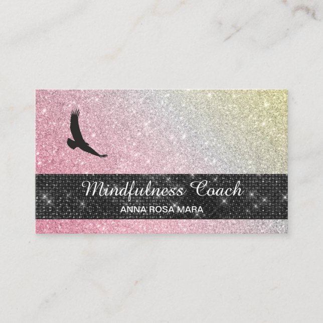 Carte De Visite *~* Eagle Pastel Ombre Méditation de Parties scint (Devant)