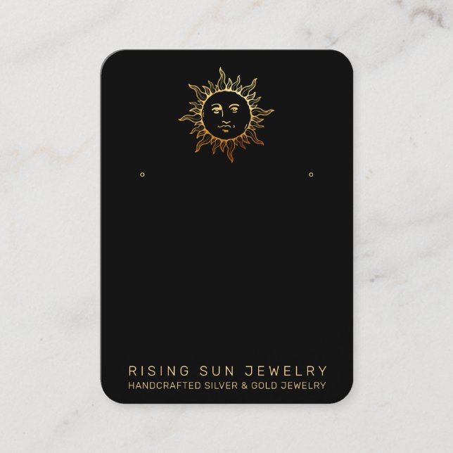 Carte De Visite *~* EARRING AFFICHAGE Sun QR Social Media Black Bu (Devant)