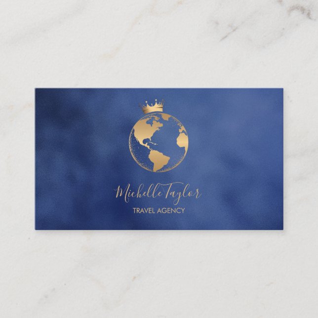Carte De Visite Earth Globe Word Map Agence de voyage Code QR de l (Devant)