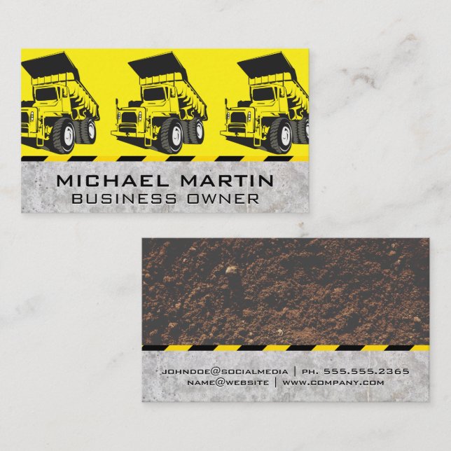 Carte De Visite Earth Mover | Machines de construction Véhicules (Devant / Derrière)